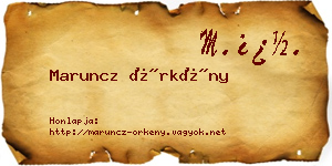 Maruncz Örkény névjegykártya